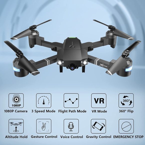 NIB ATTOP X-PACK 18 Foldable Drone with Camera FHD 1080p, Night Black - Picture 3 of 14